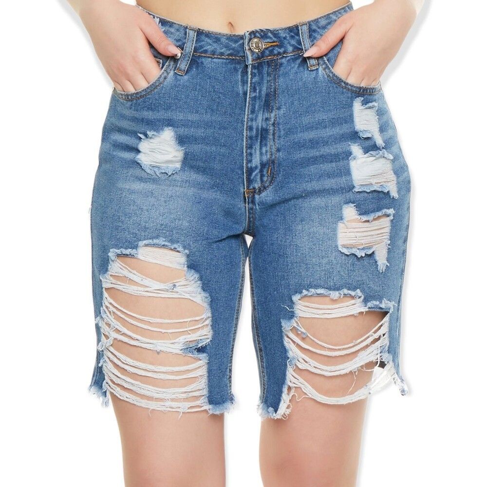 Almost Famous Super High Rise Bermuda Denim Shorts
